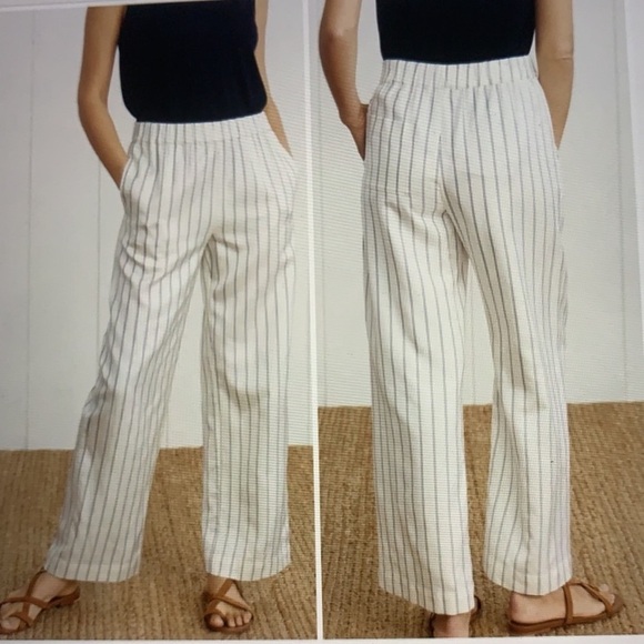 Jenni Kayne Pants - Jenni Kayne Bianca Pant in Navy Stripe Wide Leg Pull On XXL